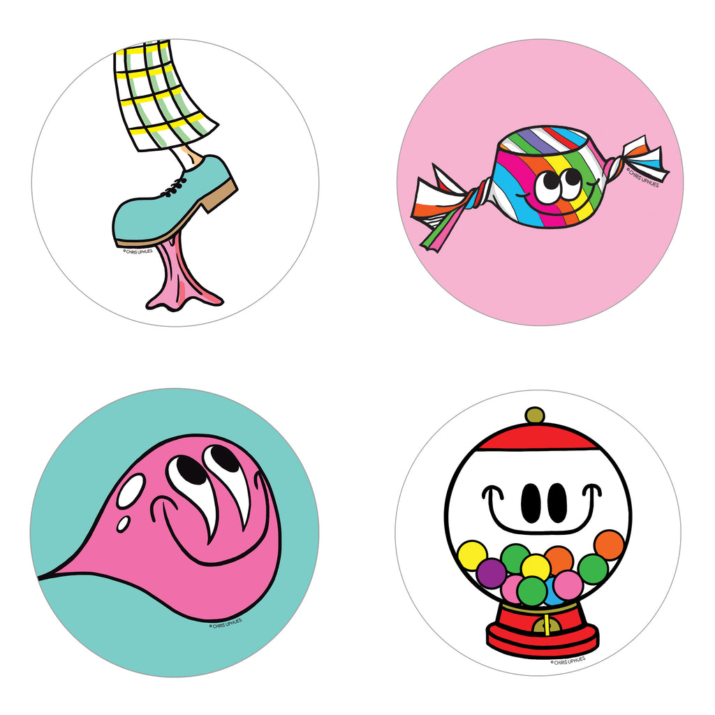Scratch and Sniff Sticker Set of 16 - Bubble Gum