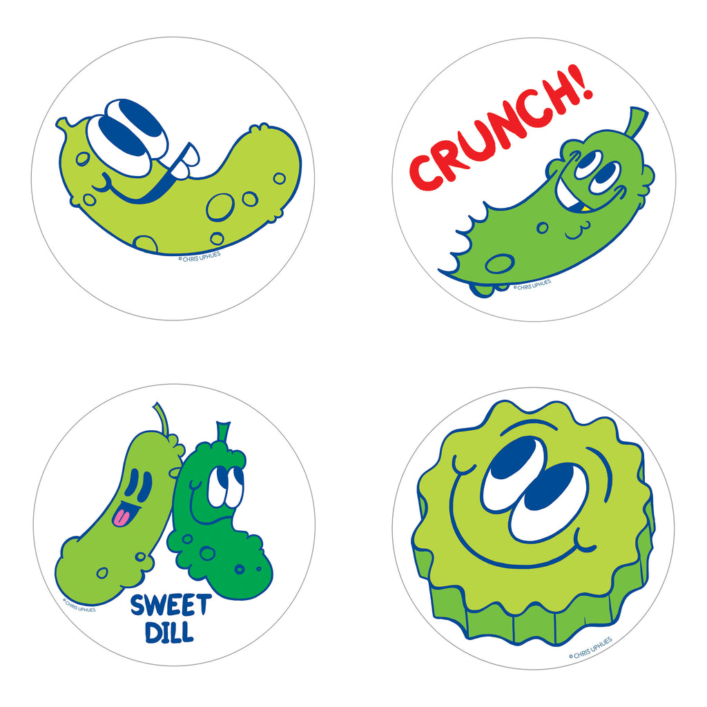 Scratch and Sniff Sticker Set of 16 - Sweet Pickles