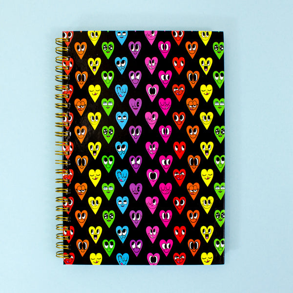 Black Rainbow Heart Notebook