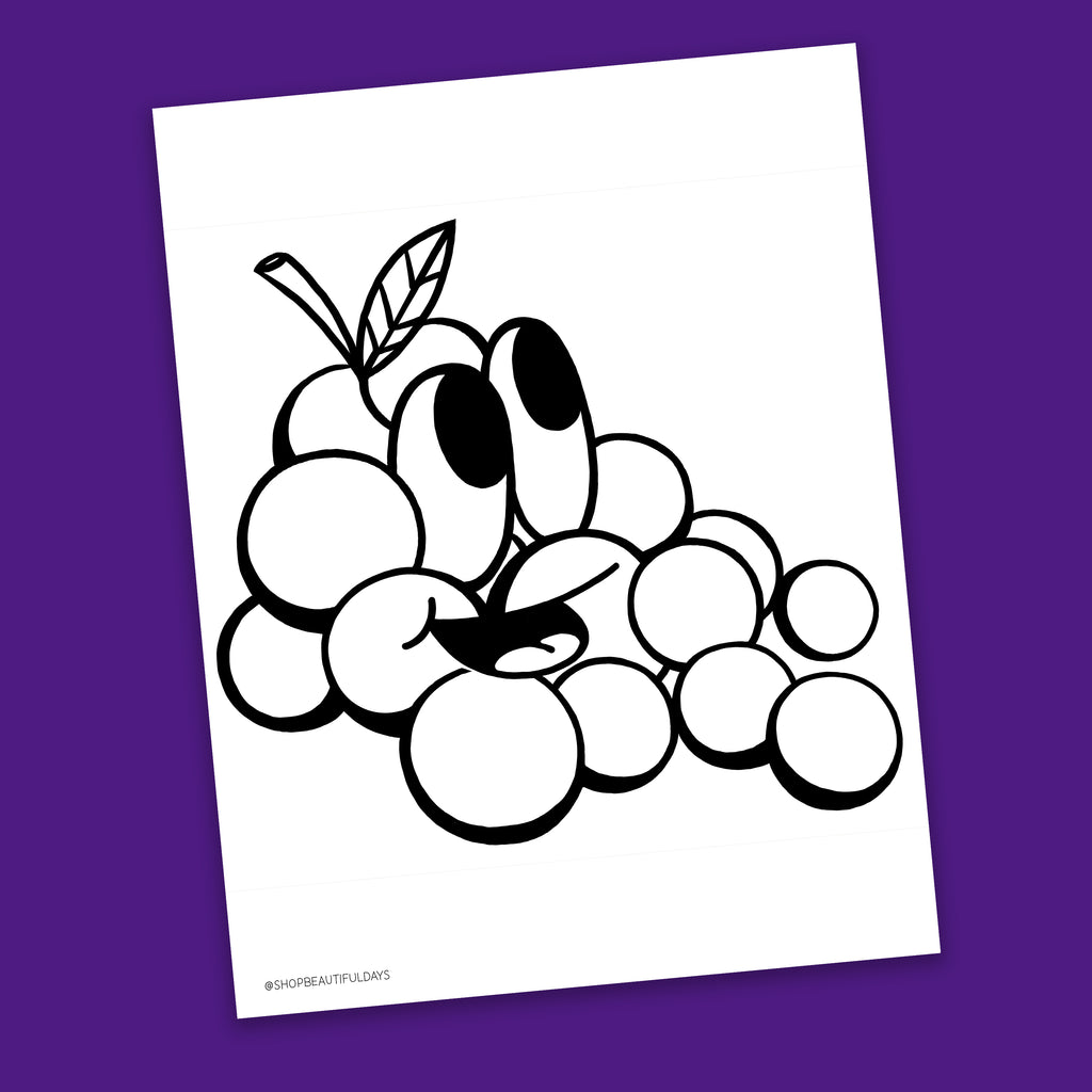 Grapes Coloring Page - Free Downloadable PDF