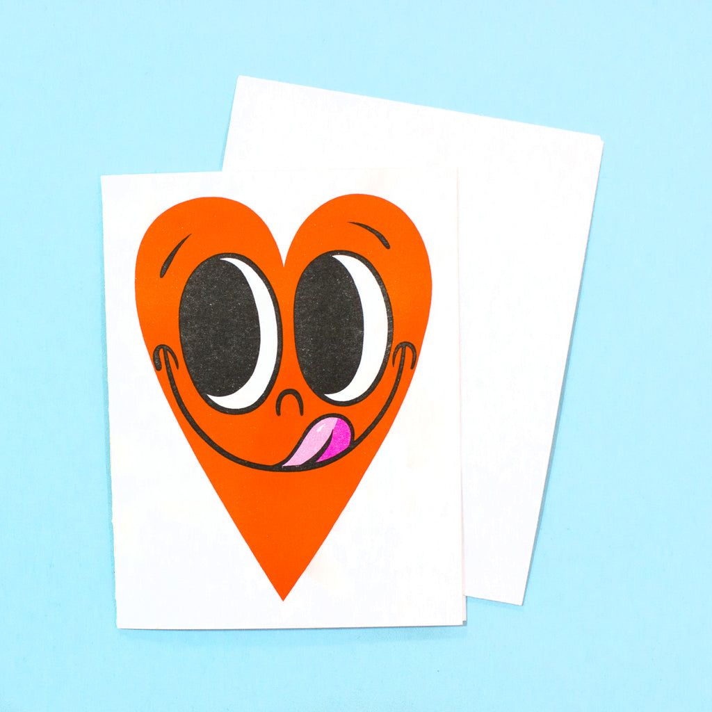 Happy Heart Card - Neon Tangerine