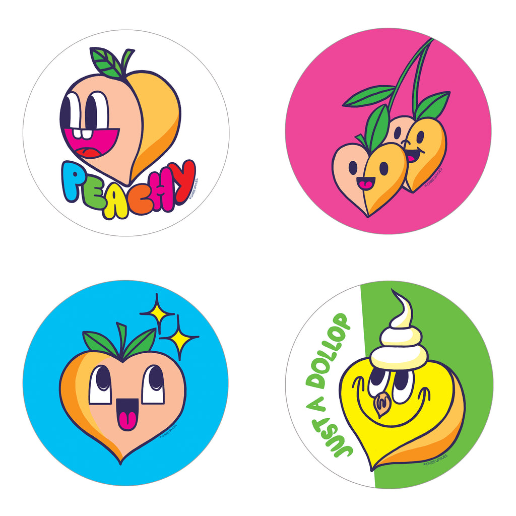Scratch and Sniff Sticker Set of 16 - Peach
