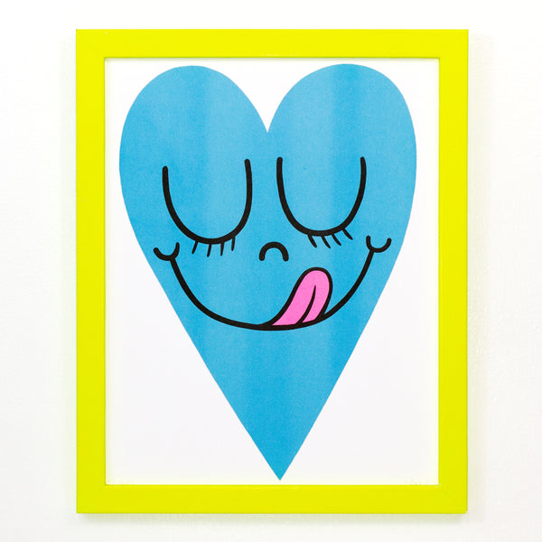 Risograph Heart Print - Neon Blue