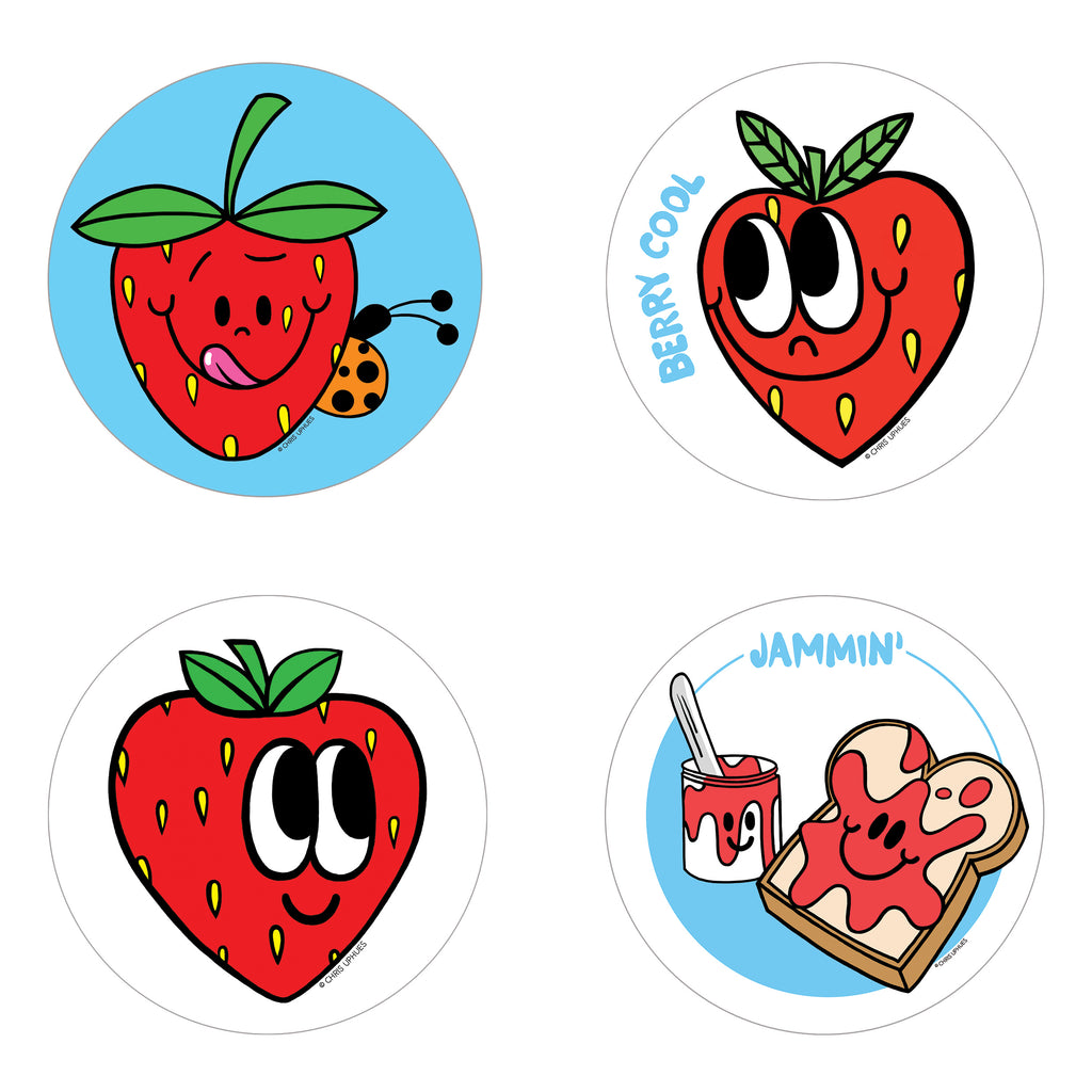 Scratch and Sniff Sticker Set of 16 - Strawberry