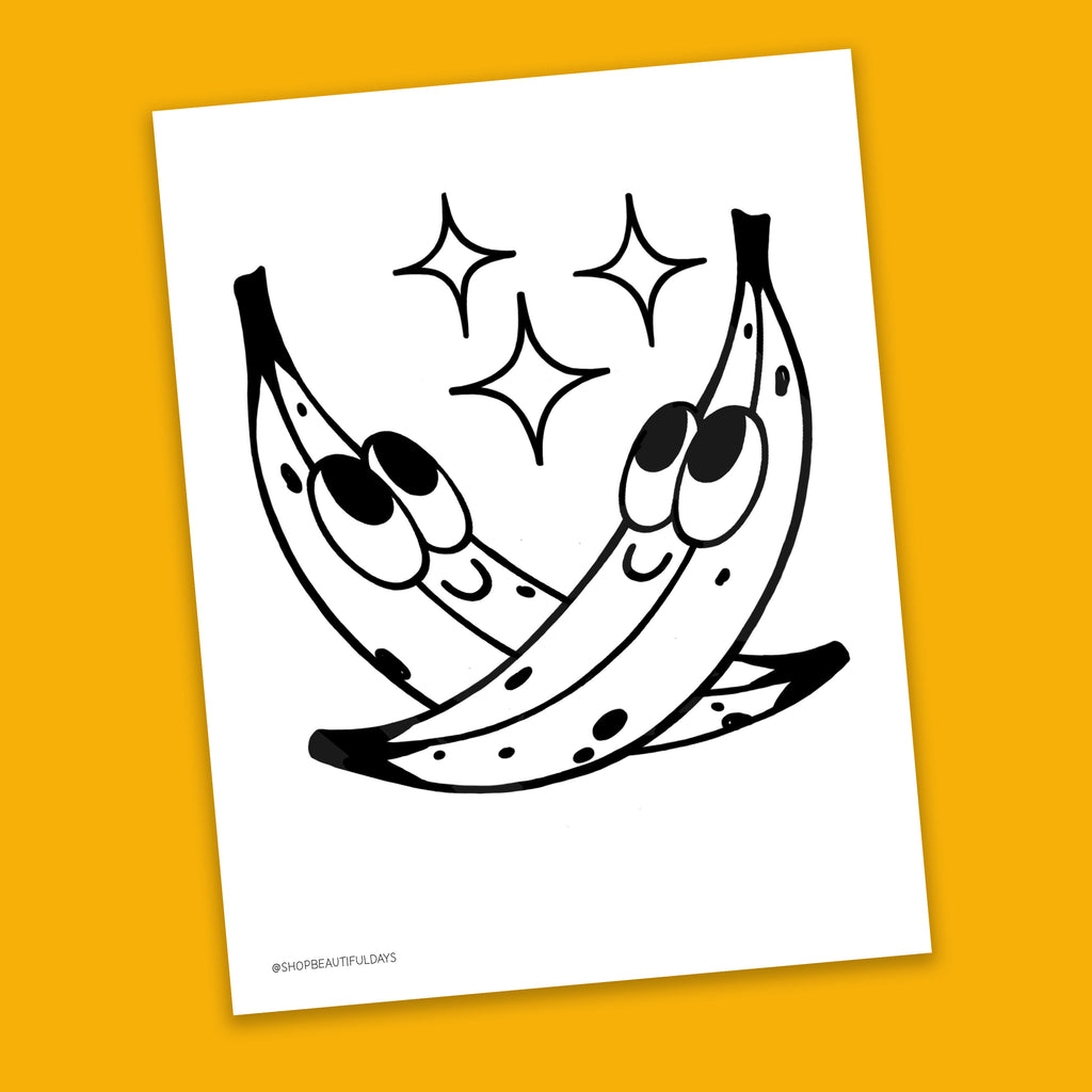 Banana Coloring Page - Free Downloadable PDF